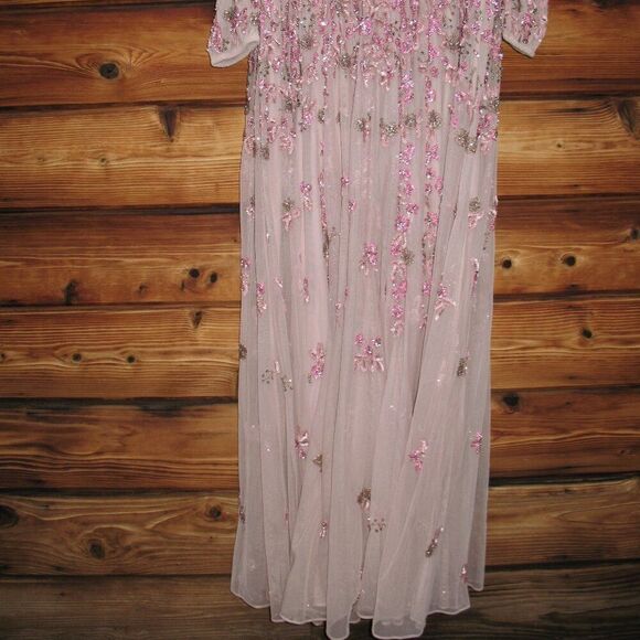 Mac Duggal 5497 Womens Embellished V Neck 3/4 Sleeve A Line Gown Dress - Picture 8 of 14